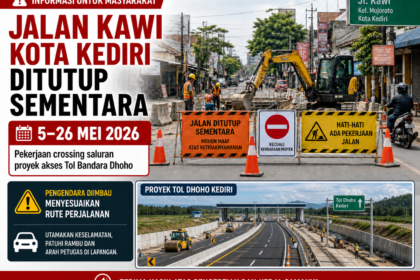 Jalan Kawi Kota Kediri Ditutup Sementara